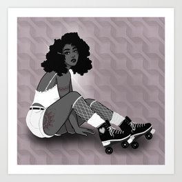 Skater Girl in White Art Print