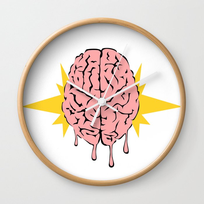 Toys soldiers melting a brain with lasers - funny vector illustration Wall Clock