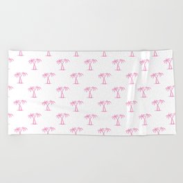 Pink Palm Trees Pattern Beach Towel