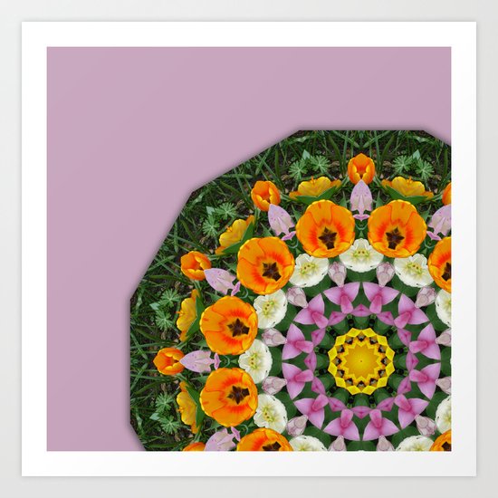 Tulips Nature, Flower-Mandala Art Print