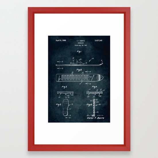 1967 Snowboard Patent Art Framed Art Print By Xaviervieira Society6