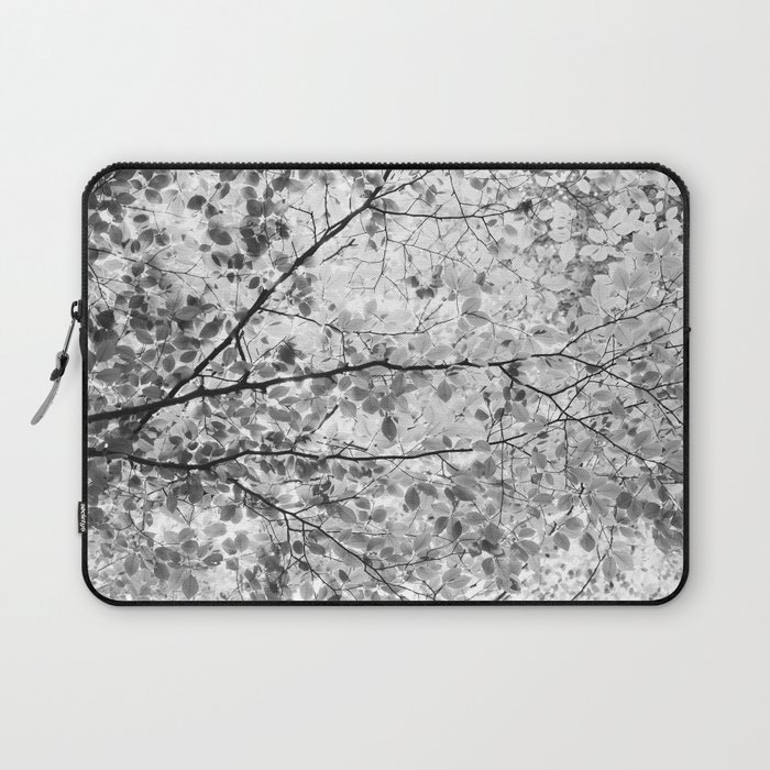 Black and white leaf pattern art print - bohemian dreamy nature photography Laptop Sleeve