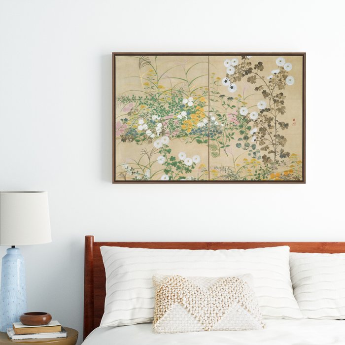 Japanese Edo Period Flowering Plants in Autumn - Ogata Korin