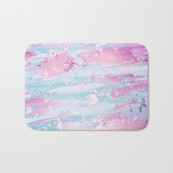 Shine Shimmer Pastel Pink and Blue Modern Bath Mat