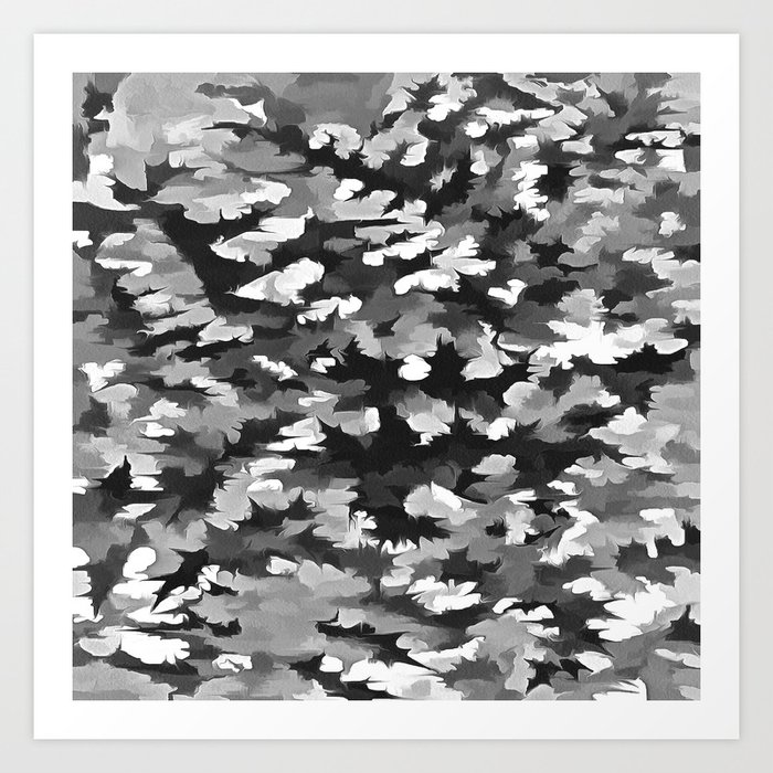 Foliage Abstract Pop Art In Monotone Black And White Art Print By