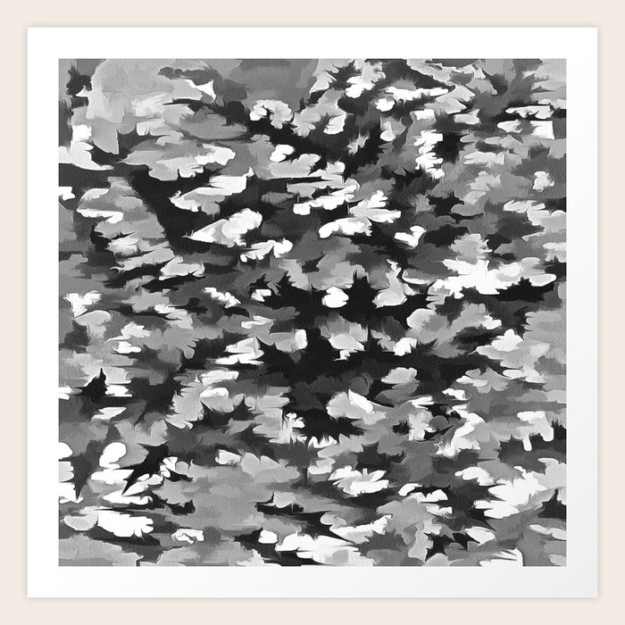 Foliage Abstract Pop Art In Monotone Black And White Art Print By