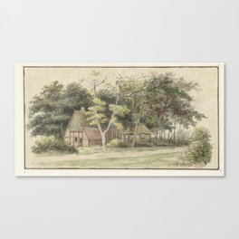 Farm among trees, Cornelis Bernardus Buijs, 1838 Canvas Print