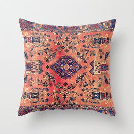 Kashan Central Persian Silk Rug Print Throw Pillow