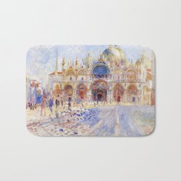 Renoir - The Piazza San Marco, Venice Bath Mat | Art, Impressionism, Oil, Renoir, Painting, Blue, Red, Vintage, Venice, Sanmarco 