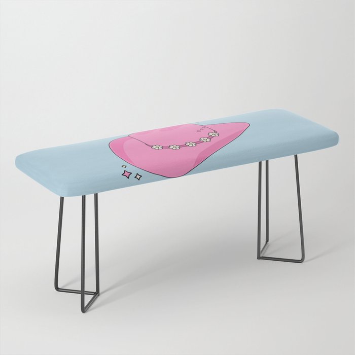 Abstract Cowboy Hat Pink And Blue Print Preppy Modern Aesthetic Bench