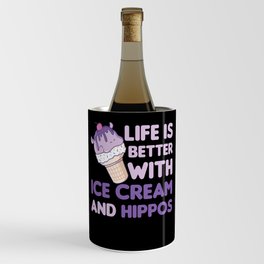 Funny Hippo Ice Cream Cute Kawaii Aesthetic Wine Chiller