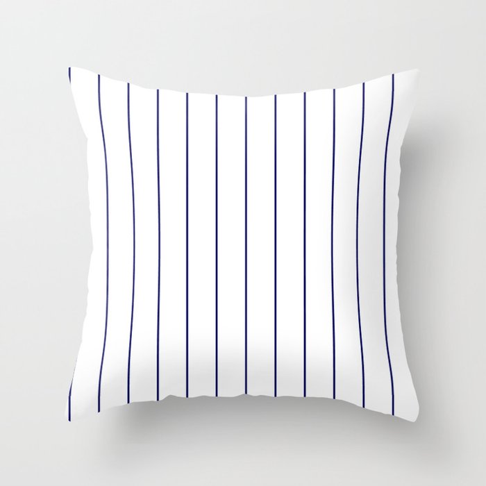 Simple Blue Stripes on White Background Throw Pillow