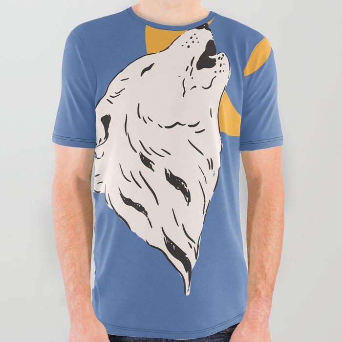 BLUE Wolf All Over Graphic Tee