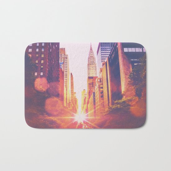 New York City Bokeh Sunset Bath Mat