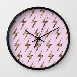 pink leopard lightning Wall Clock