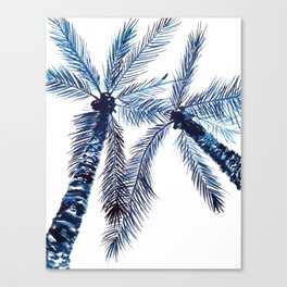 Indigo Navy, PALM TREES, upside down Canvas Print