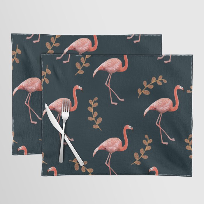 Navy Flamingos Placemat
