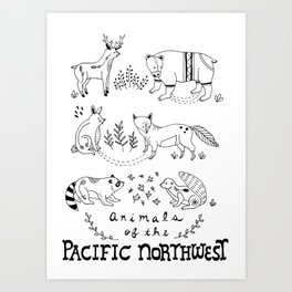Animals of the Pacific Northwest Art Print