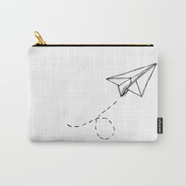 Paper Airplane 9 Carry-All Pouch | Black and White, Pattern, Digital, Illustration 