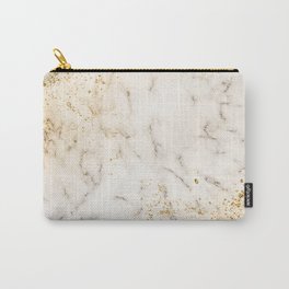 White and Gold Marble Corners Carry-All Pouch