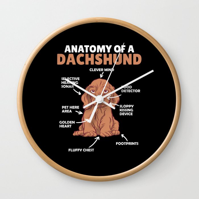 Anatomy Of A Dachshund Cute Dogs Puppy Wall Clock