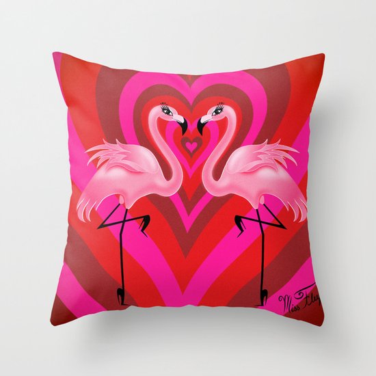 Flamingo Love Throw Pillow