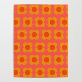 Retro Mod Flower Pattern in Orange Poster
