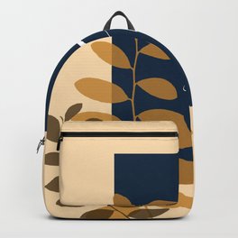 Spring Yellow and Blue Backpack | Leaf, Typograhpy, Leaves, Graphicdesign, Calm, Cream, Simple, Text, Fun, Mom 