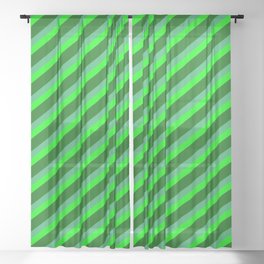 [ Thumbnail: Sea Green, Lime & Dark Green Colored Stripes/Lines Pattern Sheer Curtain ]