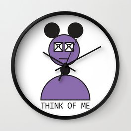 THINK OF ME Face and Torso Figurita Purple Line Art Modern Cartoon Figure Wall Clock
