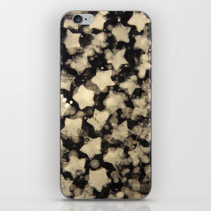 Bleached Distressed Stars on a Black Background iPhone Skin