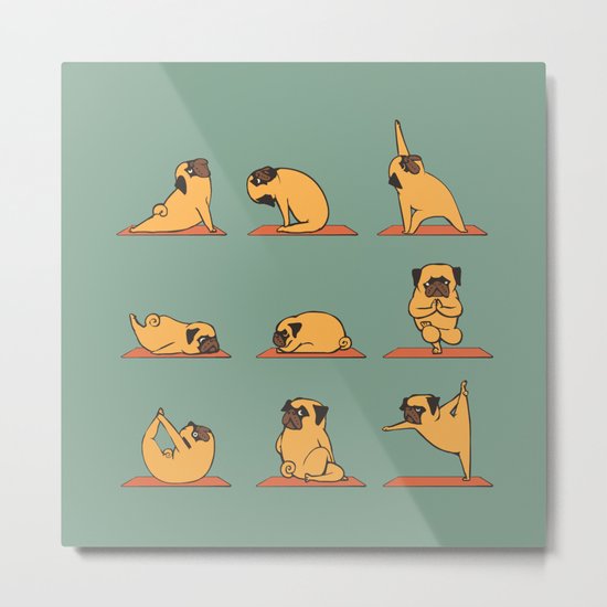 Pug Yoga Metal Print