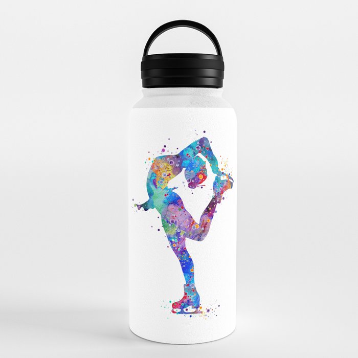 Soccer Girl Player Watercolor Art Gift Sports Art Water Bottle by LotusArt