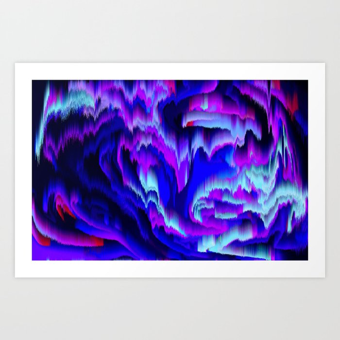 Neon Pixel Sorting Swirls Art Print