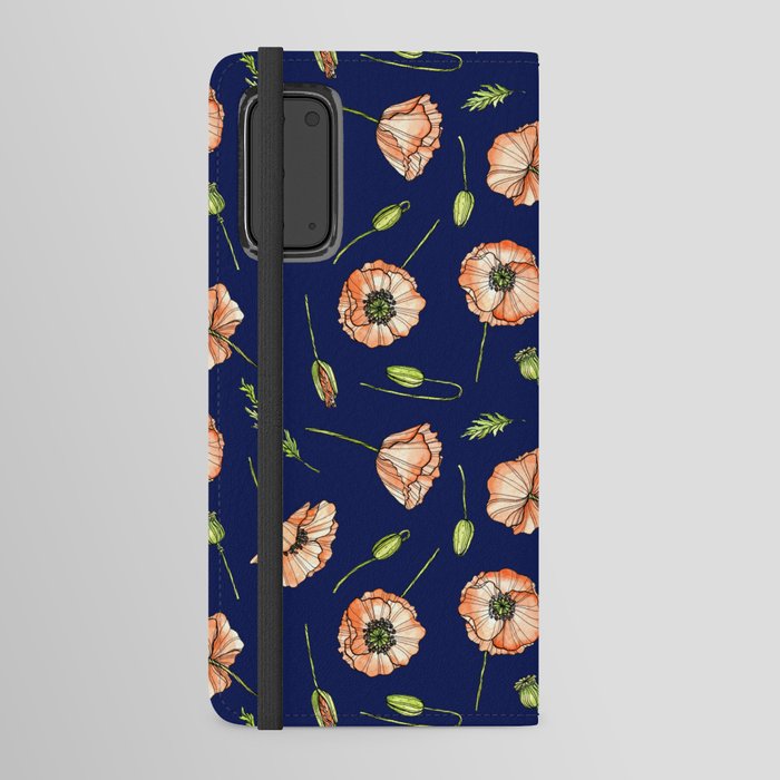 Poppies navy time Android Wallet Case