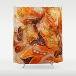 Gold and Brown Modern Acrylic Abstract Art Shower Curtain