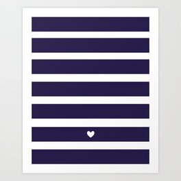 Preppy Navy Blue Stripes Art Print