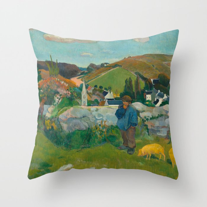 Paul Gauguin Post-Impressionist Fine Art Oil Painting Brittany  Throw Pillow