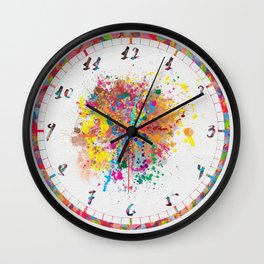 Splatter Color whit numbers Wall Clock