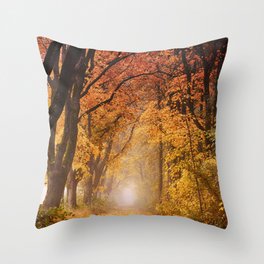 Autumn Fall Forest Path -  Nature Landscape Photography Throw Pillow