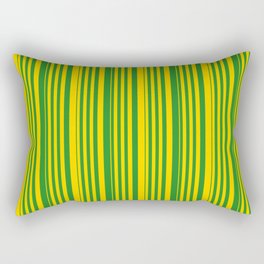 [ Thumbnail: Yellow & Forest Green Colored Pattern of Stripes Rectangular Pillow ]