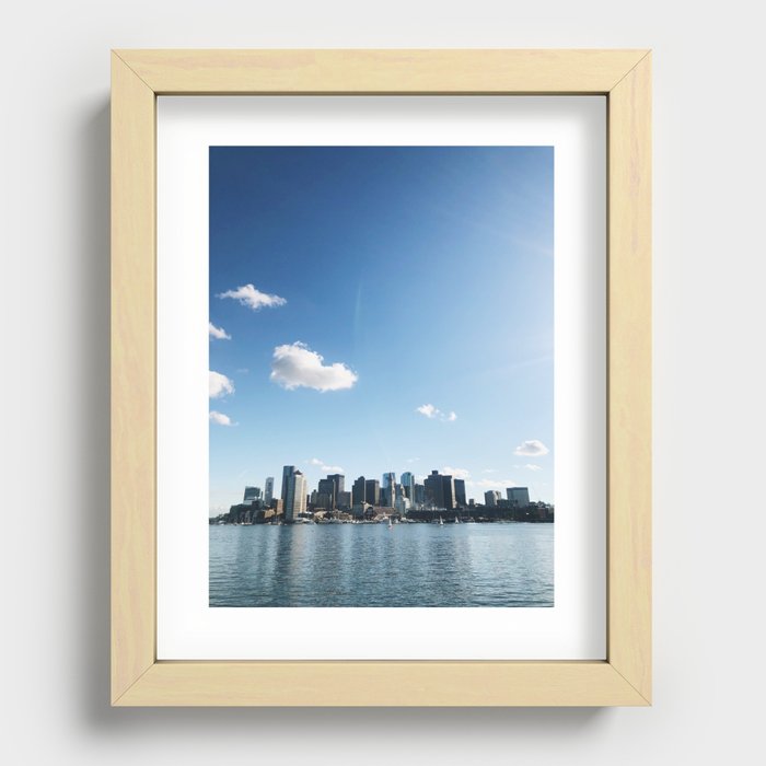 Boston City Skyline in the Sun Recessed Framed Print