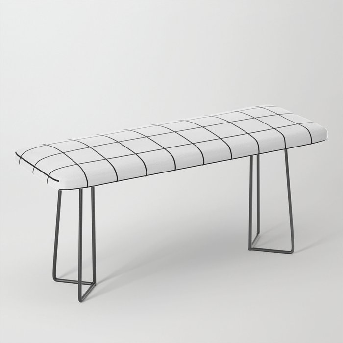 Grid Stripe Lines Black And White Minimalist Geometric Bench By