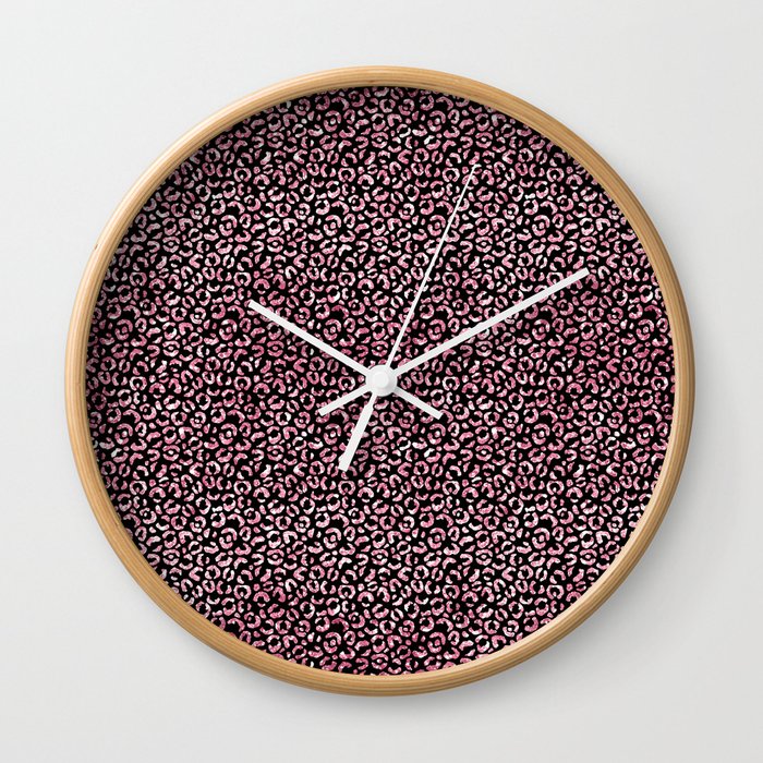 Girly Pink Leopard Pattern Wall Clock
