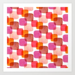 Modern Abstract Squares - Warm Color Palette  Art Print