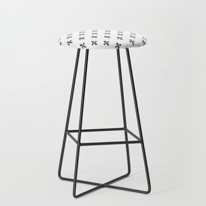 Fleur-de-Lis (Grey & White Pattern) Bar Stool