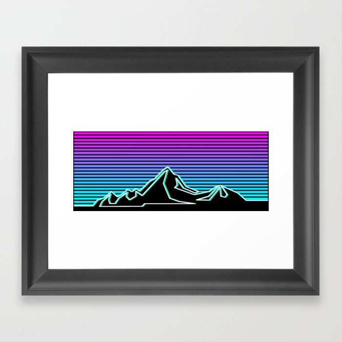 Retro Mountainscape Framed Art Print