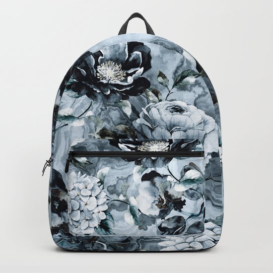 Black Flowers Backpack