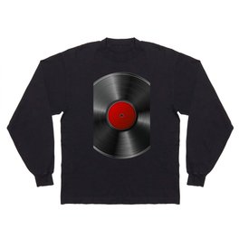 Black And Red Retro Music Vynil High Resolution Long Sleeve T-shirt