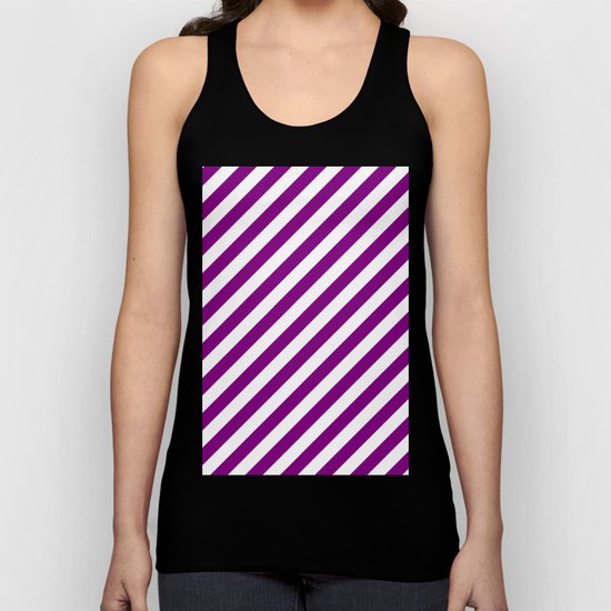 Diagonal Stripes (Purple/White) Unisex Tank Top